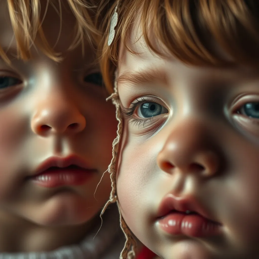 A close up of a pair of broken children