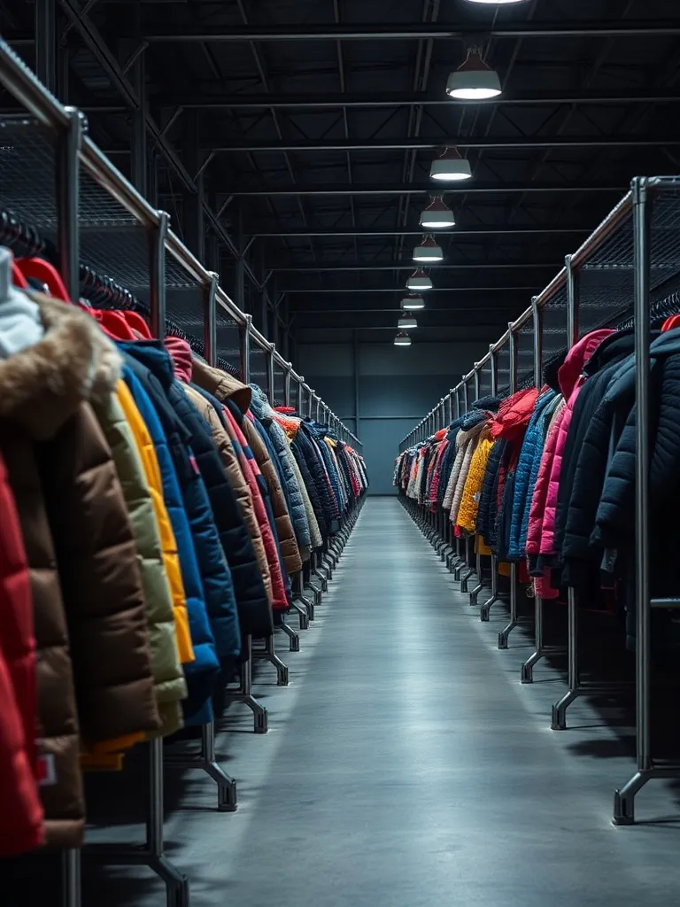 A long row of metal clothing racks filled with various child